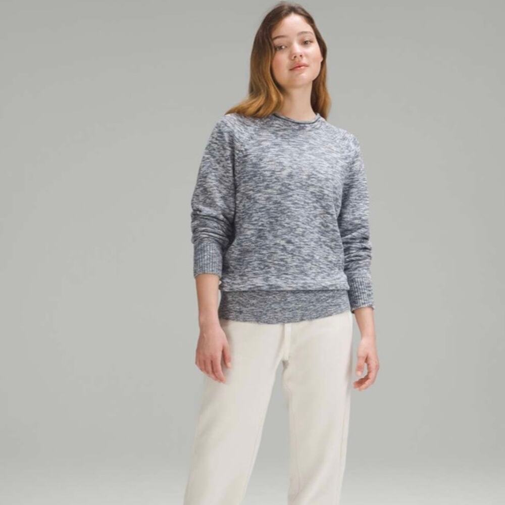 Lululemon Boxy Cotton-Blend Yarn Sweater Heather Blue Size Small - Picture 2 of 11